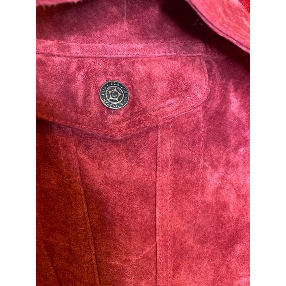 For Joseph Red Burgundy Suede Button Closure Lightweight Women’s Jacket Sz Lg - Picture 4 of 11